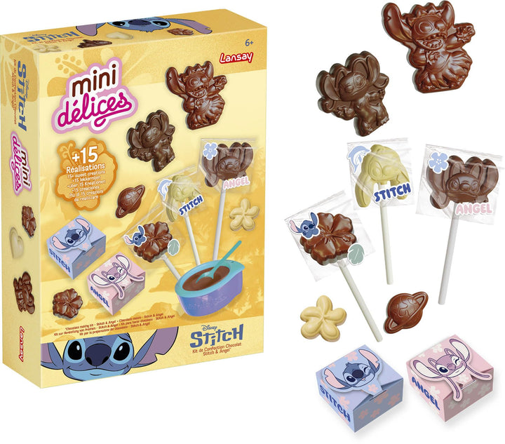 Lansay - MINI Delices Schokoladenwerkstatt Stitch & Angel - Kreativset für Kinder ab 6 Jahren - DIY