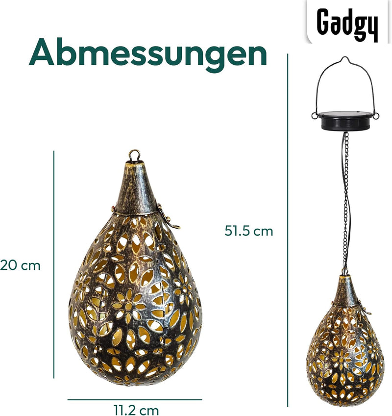 Gadgy Solarlampen Für Aussen Hängend | 2 Stück | Orientalische Laterne für Garten und Balkon | Hänge