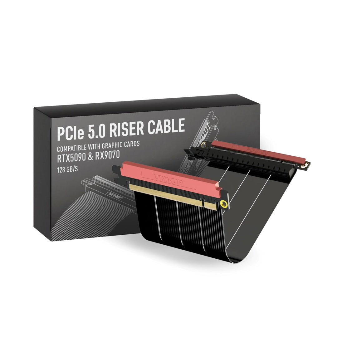 LINKUP - AVA5 PCIE 5.0 Riser-Kabel|RTX5090 RX9070 GPU Bereit|x16 128GB/s|Kompatibel mit Cooler Maste
