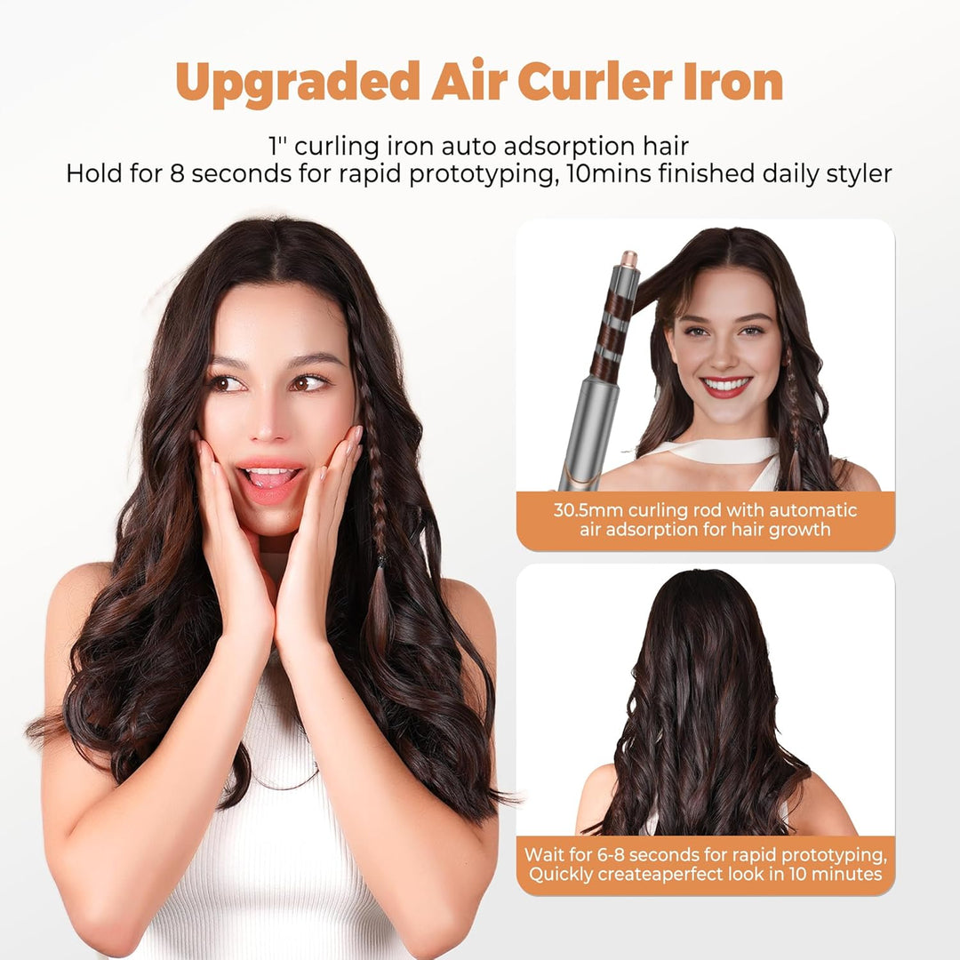 Hair Styler Set, Airstyler 6 in 1, Haarstyler 6 in 1, Multistyler 110000 U/MIN mit Warmluftbürste, H