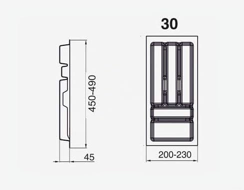 ALUSFERA Besteckkasten für Schubladen 30cm - Besteckeinsatz - Praktisch Schubladen Ordnungssystem -