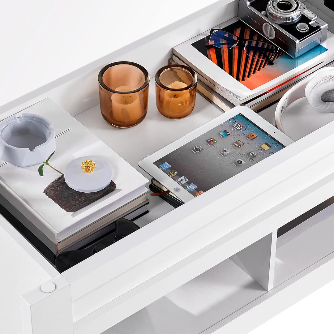 Yaheetech Couchtisch Höhenverstellbar Kaffeetisch Wohnzimmertisch mit Ablagefach Holz Sofatisch Beis