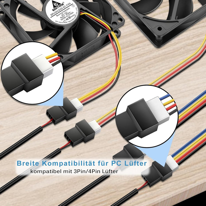 GDSTIME 36W 12V PC Lüfter Geschwindigkeit Controller Regelbar Netzteil Lüfter Drehzahlregler 4 Wege