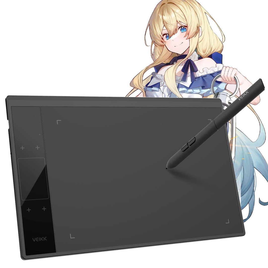 VEIKK A30 Grafiktablett mit Smart Touchpad und 4 Tastenkombinationen, 10x6 Zoll mit batterielosem St