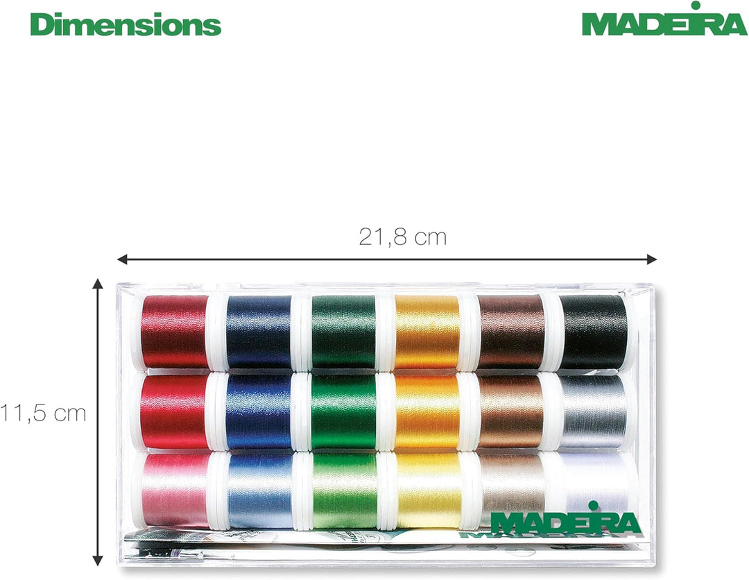Madeira 8045 Stickbox Polyneon 18 Farben à 400 m A Einheitsgrösse, A Einheitsgröße