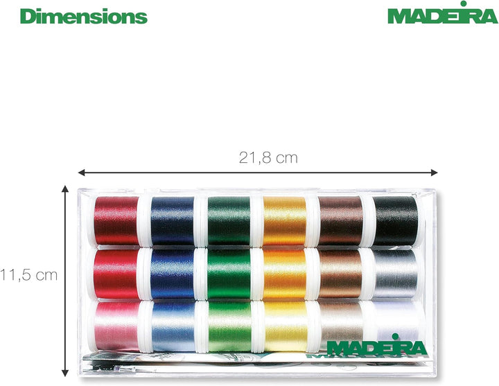 Madeira 8045 Stickbox Polyneon 18 Farben à 400 m A Einheitsgrösse, A Einheitsgröße