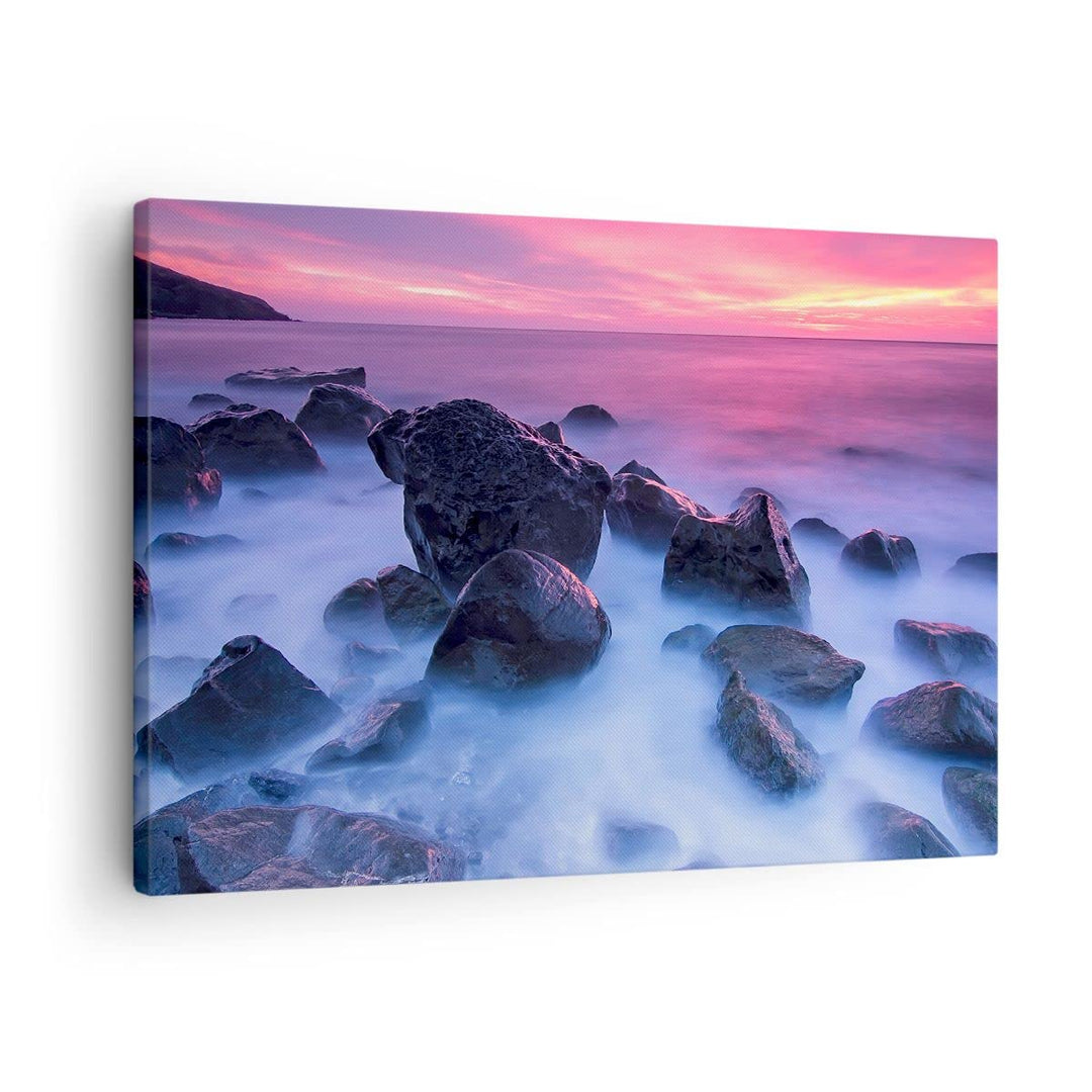 Bilder auf Leinwand Strand ufer wolken dämmerung Leinwandbild 70x50cm Wandbilder Dekoration Wohnzimm