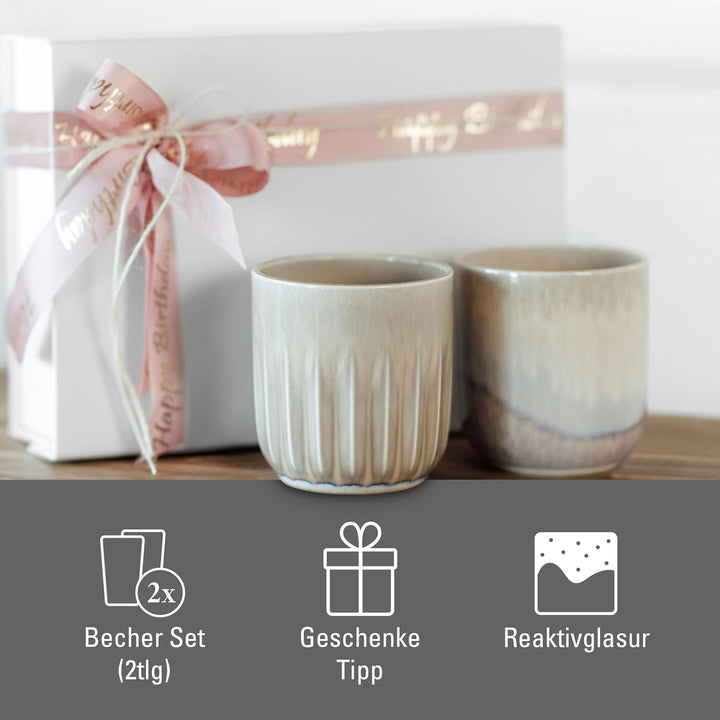 like. by Villeroy & Boch - Perlemor Sand, Becher Set 2tlg, Pottery Look