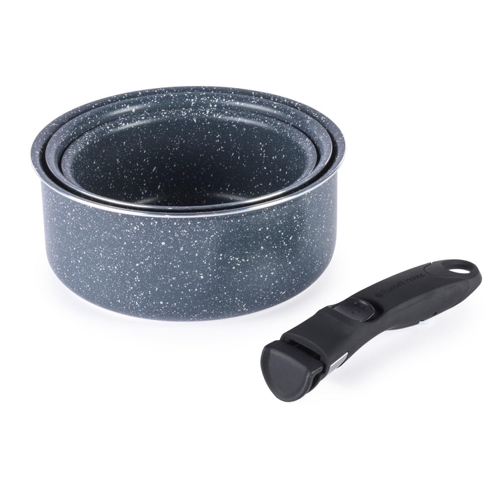 Russell Hobbs RH03294EU7 Smart Clip Topfset - 3 antihaftbeschichtete Töpfe mit abnehmbarem Griff, In