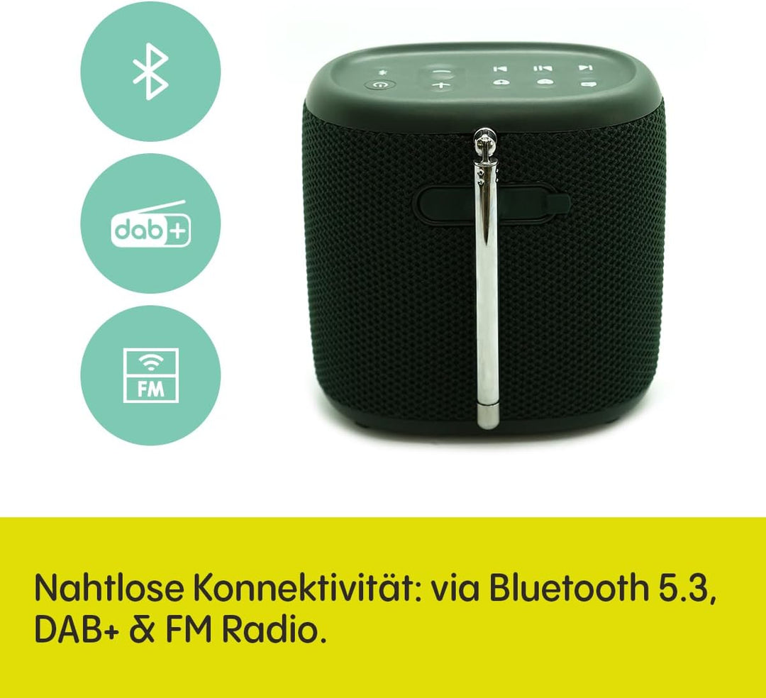 Pure Woodland Mini – Mini Bluetooth Lautsprecher für draussen, wasserdichte Musikbox mit DAB+ & FM R