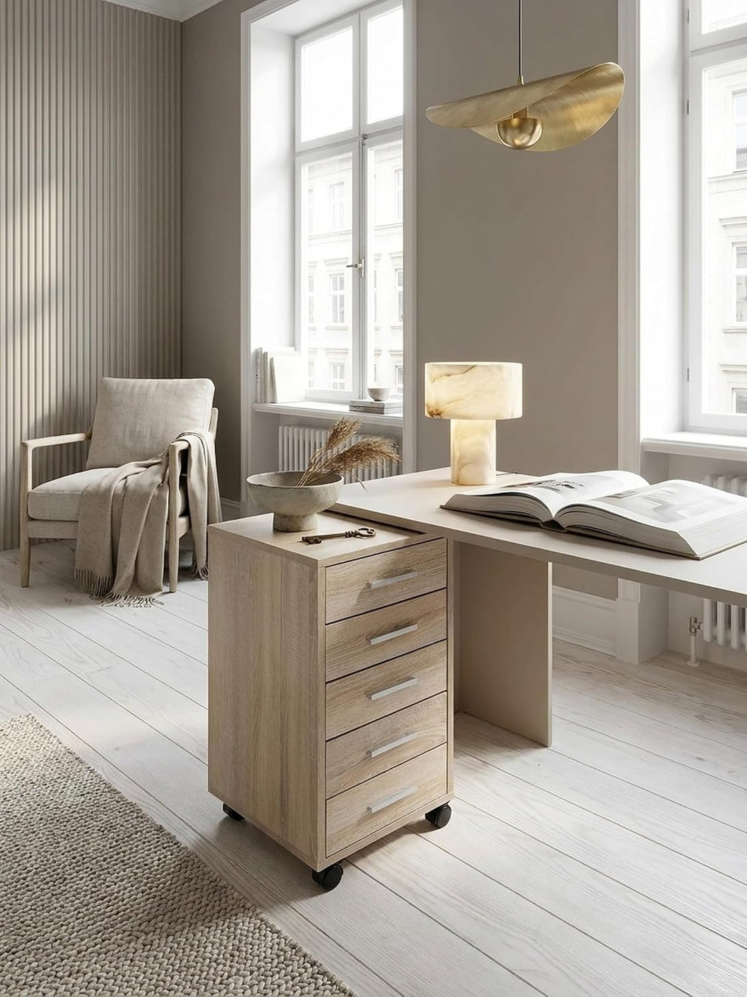 Schubladenschrank ITTER Holz: 5 Schubladen, Rollen, melaminharzbeschichtet - KADIMA DESIGN. Farbe: B