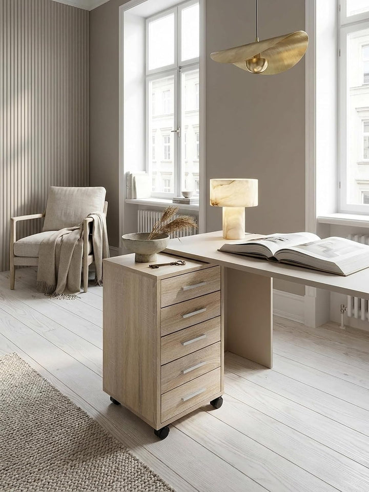 Schubladenschrank ITTER Holz: 5 Schubladen, Rollen, melaminharzbeschichtet - KADIMA DESIGN. Farbe: B
