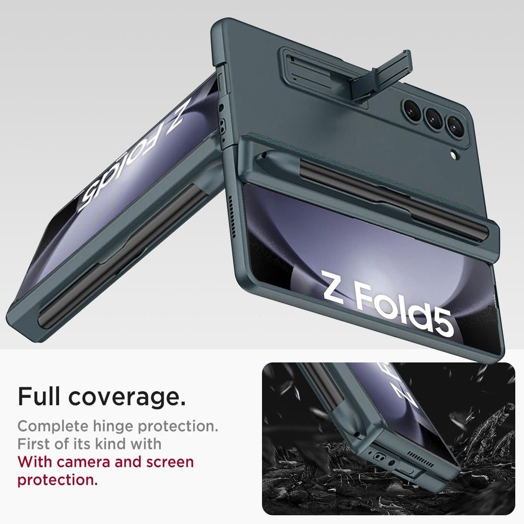 Miimall Kompatibel mit Samsung Galaxy Z Fold 5 Hülle, Fold 5 Hülle mit Stifthalter [Magnetischer Sch