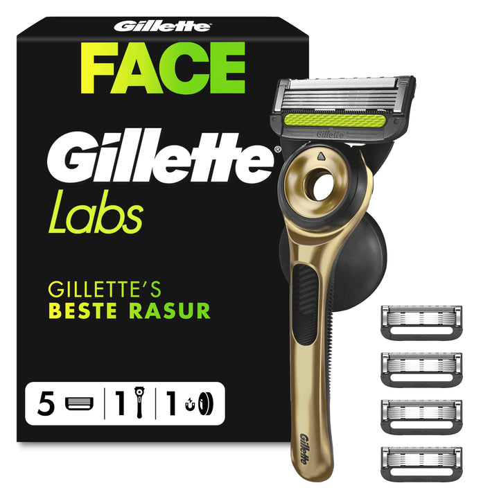 Gillette Labs, Rasierer mit Reinigungs-Element Champion Gold Edition, 1 Handstück, 1, 1 Wandhalterun