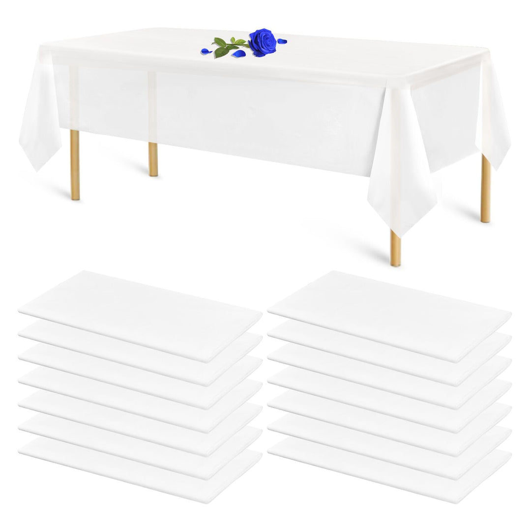 14 Stück weisse Tischdecke Einweg-Tischdecken für rechteckige Tische Kunststoff-Tischdecke wasserdic