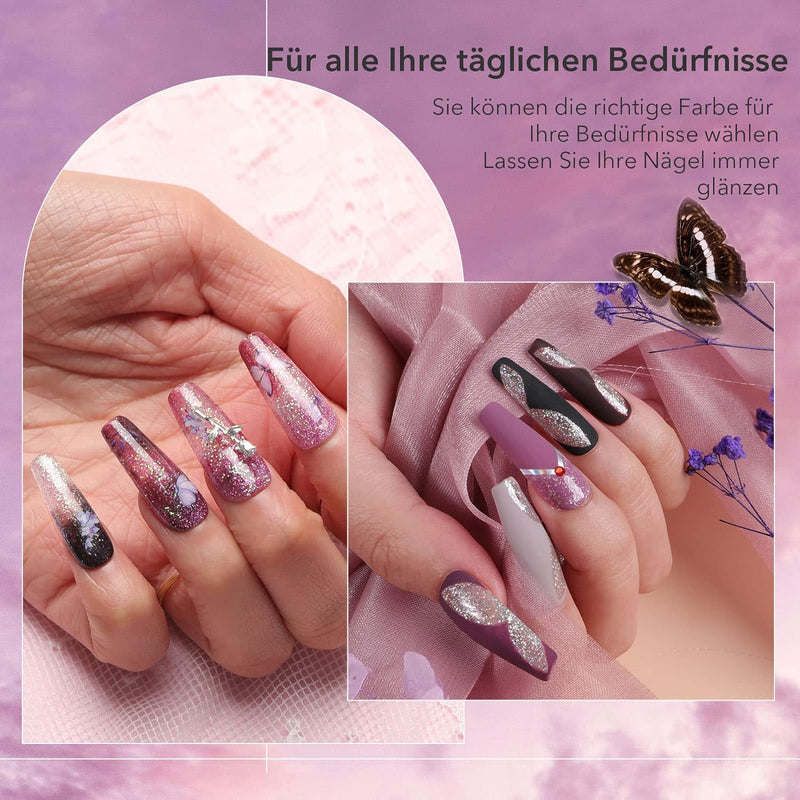 Dipping Powder Nails Set, Aokitec 14Pcs Dip Pulver Nagel Starter Kit 8 Farben Dipping Powder Acryl N