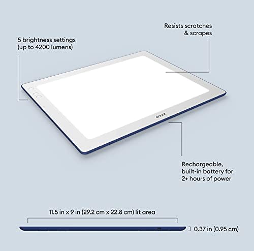 Cricut BrightPad Go | Kabellose LED-Lichtbox | 29,2 cm x 22,8 cm | 5 Helligkeitseinstellungen, bis z