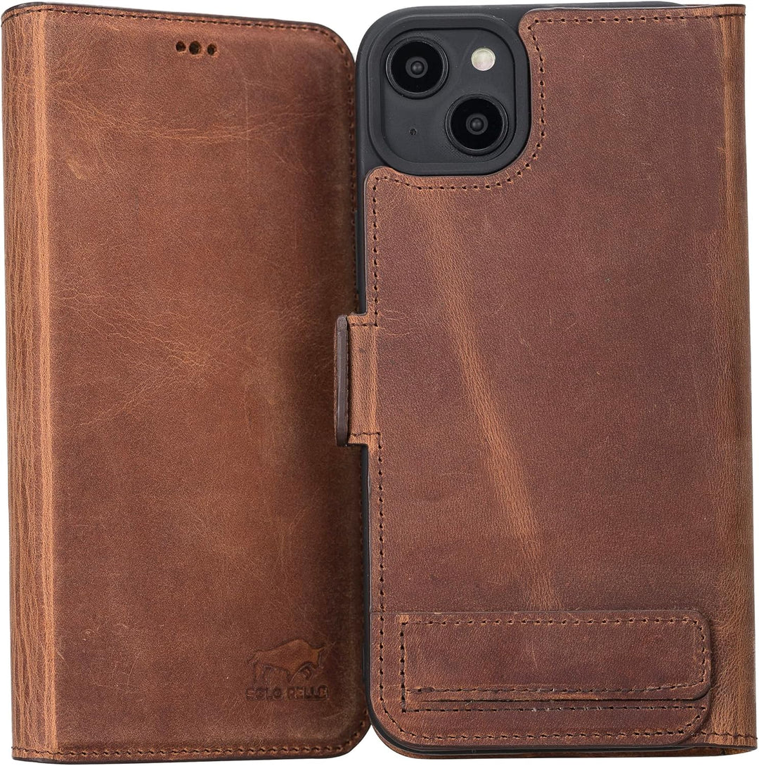 Solo Pelle aufklappbare Lederhülle kompatibel für iPhone 14 Plus in 6.7 Zoll inkl. 1 Kartenfach für