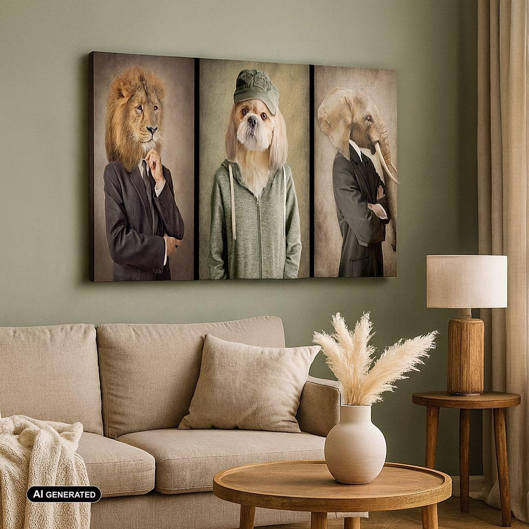 Bilder auf Leinwand 100x70cm Leinwandbild mit Rahmen Tier Abstraktion Gross Wanddeko Bild Schlafzimm