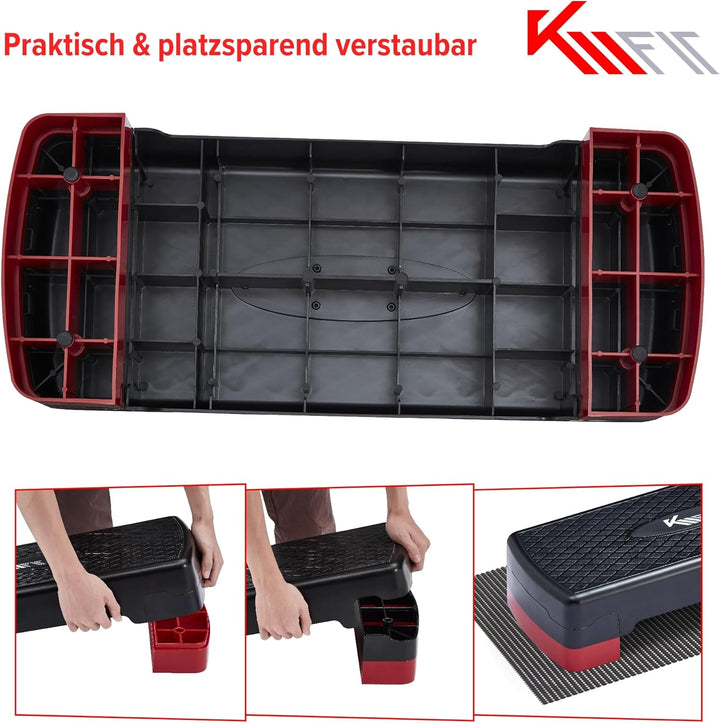 KM-Fit Fitness Stepper | Steppbrett Aerobic Stepper für zuhause | Step-Bench 2-fach höhenverstellbar