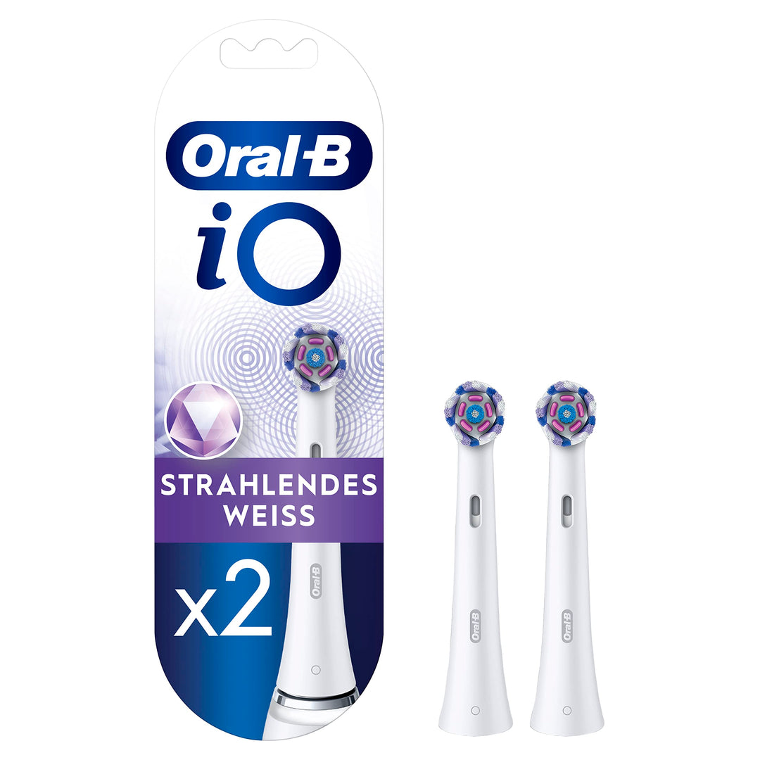 Oral-B iO Strahlendes Weiss Aufsteckbürsten für elektrische Zahnbürste, 2 Stück Weiss Alt 2 Stück, W