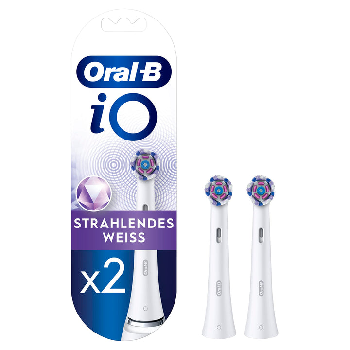 Oral-B iO Strahlendes Weiss Aufsteckbürsten für elektrische Zahnbürste, 2 Stück Weiss Alt 2 Stück, W