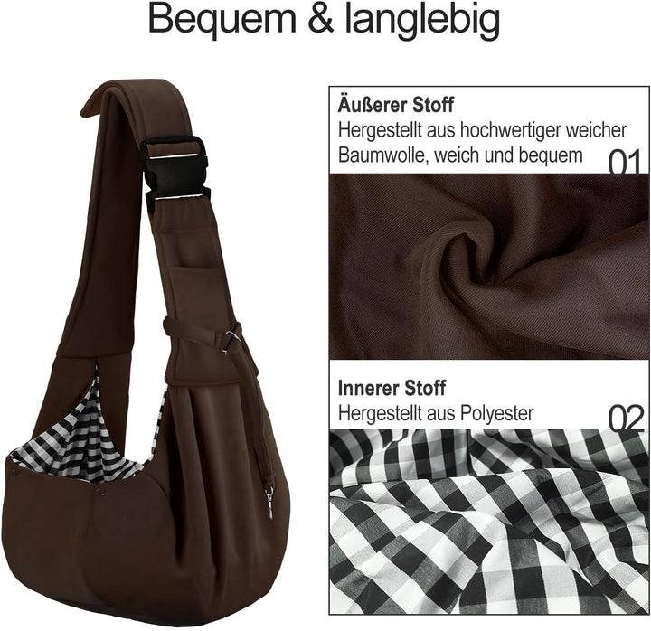 PetLoft Tragetuch Hund, Reversibel Kleine Hundetrage, Einstellbar Pet Tragetuch, Freisprecheinrichtu