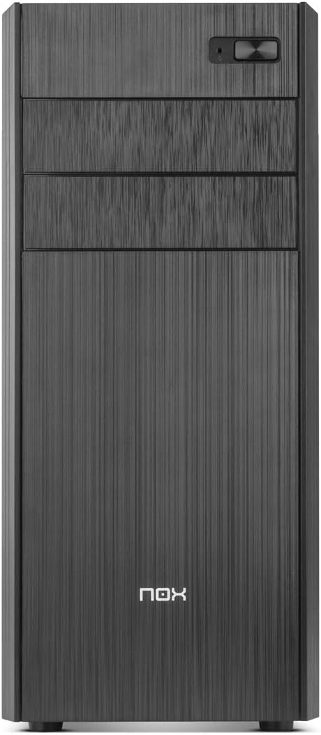 NOX PC Case LITE010 -NXLITE010- PC-Gehäuse, gebürstete Front, 500W ATX-Netzteil vorinstalliert, komp