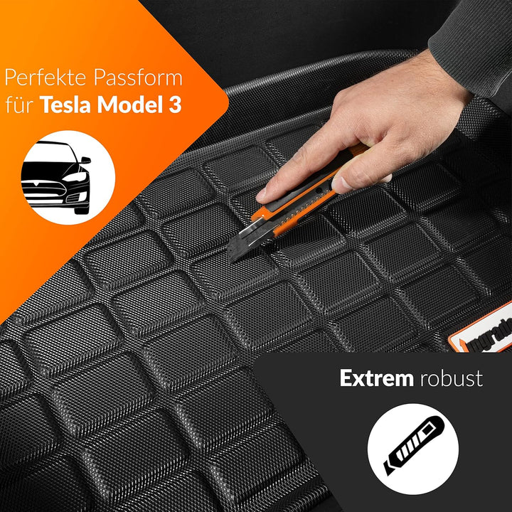 Upgrade4cars Vordere Kofferraummatte kompatibel für Tesla Model 3 | Frunk Matte 75 x 40 cm | Kofferr