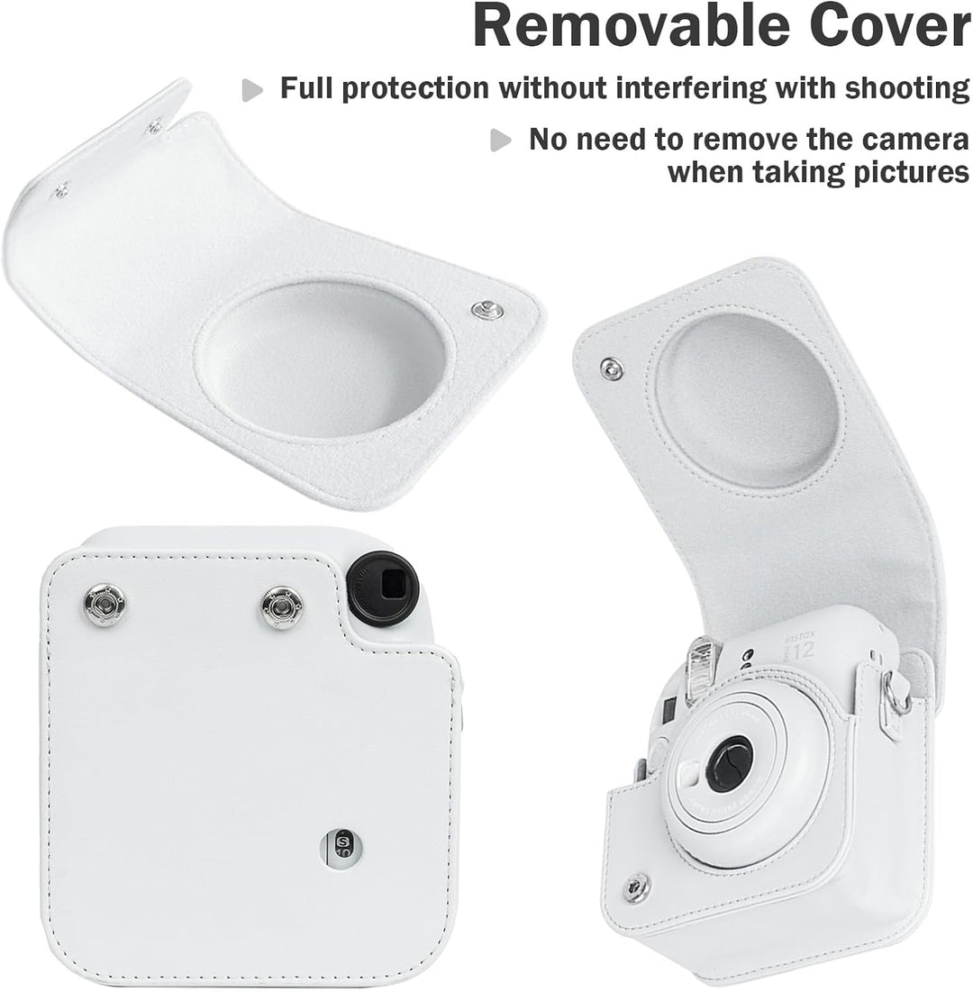 Easy Hood Schutzhülle und Tragbare Tasche für Instax Mini 12 Sofortbildkameras, PU Leder Kameratasch