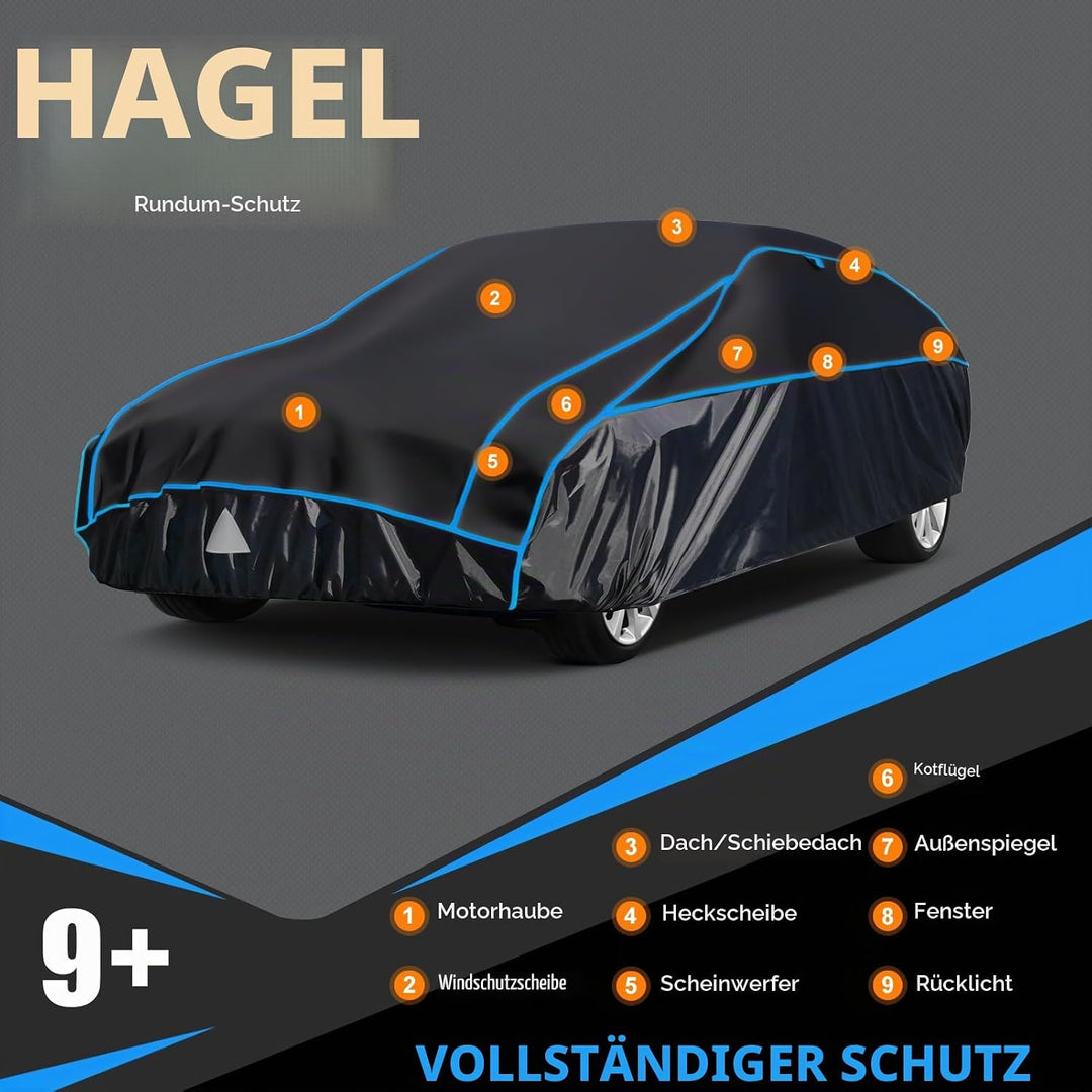 Hagelschutzplane Auto Autoabdeckung Wasserdicht, PKW Hagelschutzgarage, Abdeckplane für Hagel Regen