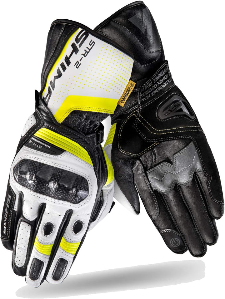 SHIMA STR-2 Motorradhandschuhe Herren - Touchscreen, Sommer, Sport Leder Handschuhe mit Carbon Knöch