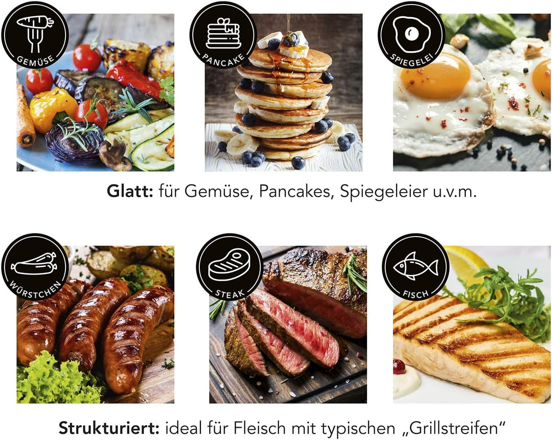 MAXXMEE Raclette Grill für 8 Personen - 2000W | Clevere Kombination: Raclette & Grill in einem | Alu