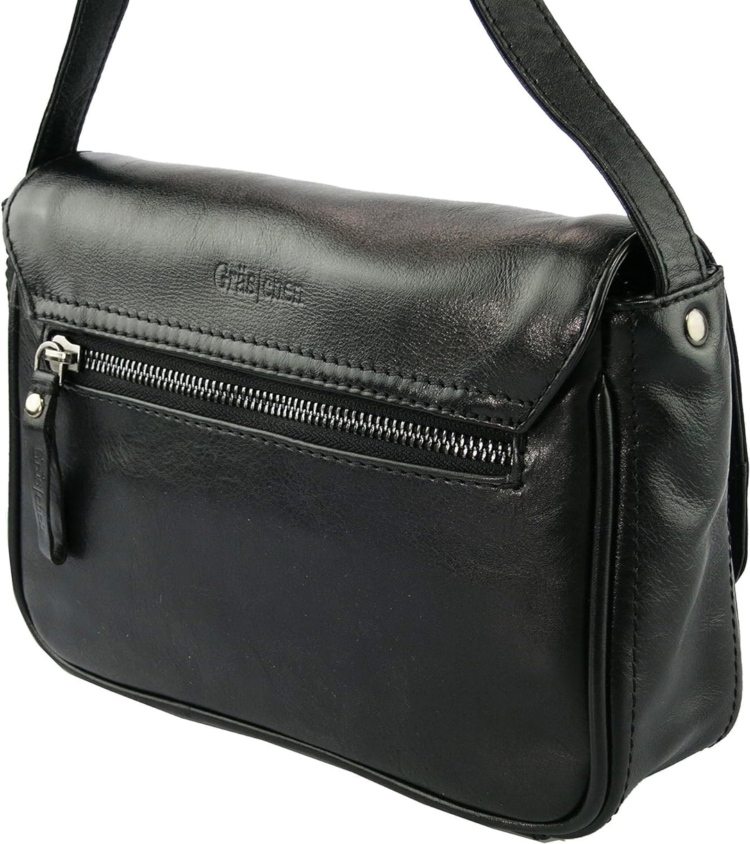 Gräs|chen Fräulein Annika Umhängetasche Leder 25 cm Schwarz, Schwarz