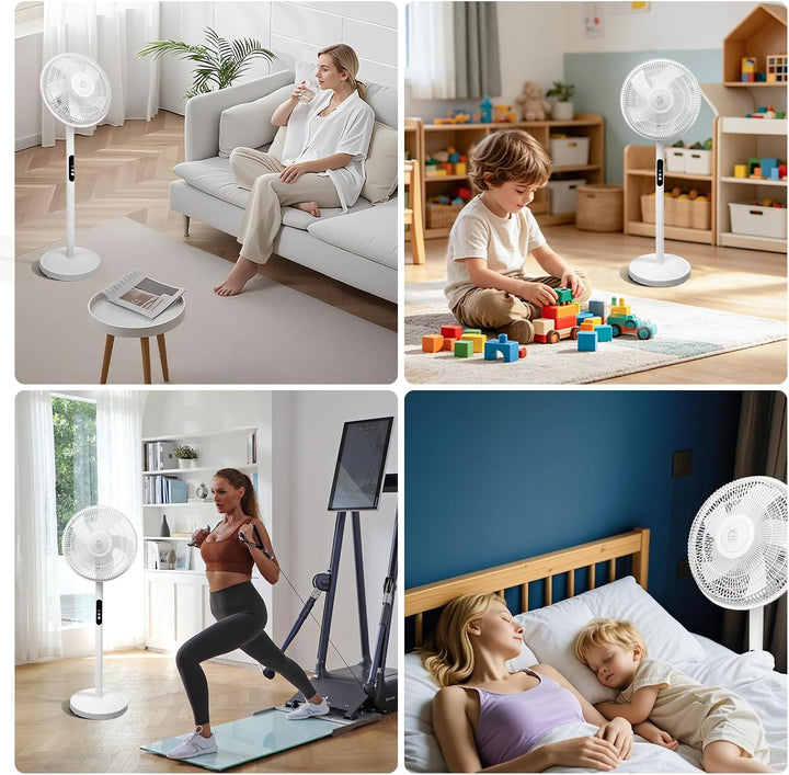 EXTRASTAR Standventilator 12 Zoll mit 3 Windstufen, 70° automatischer Schwenkfunktion &amp; 10° manuelle