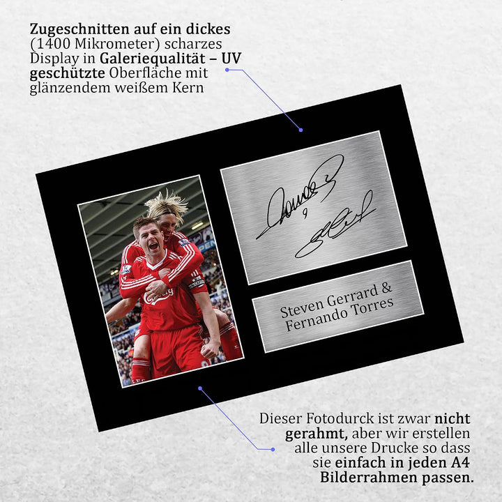 HWC Trading A4 Steven Gerrard &amp; Fernando Torres Liverpool Gifts Autogrammbild für Fans und Fans – A4