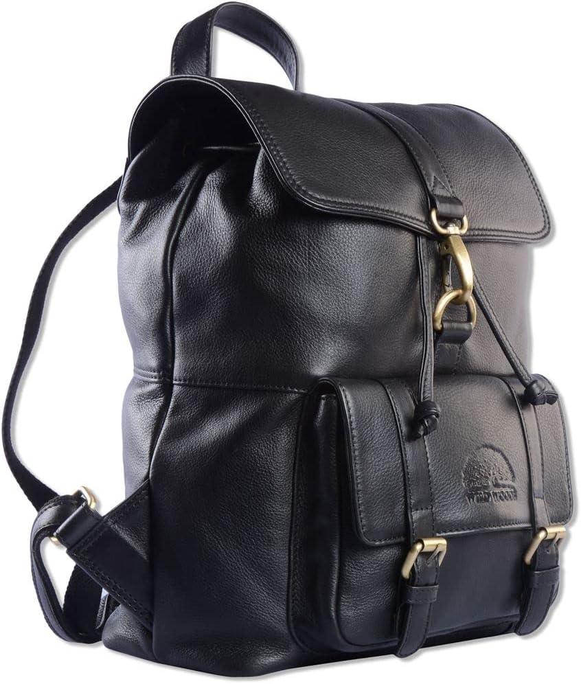 WILD WOODS | Rucksack Herren Damen Unisex Leder Schulrucksack Fahrradrucksack Wanderrucksack Lederru