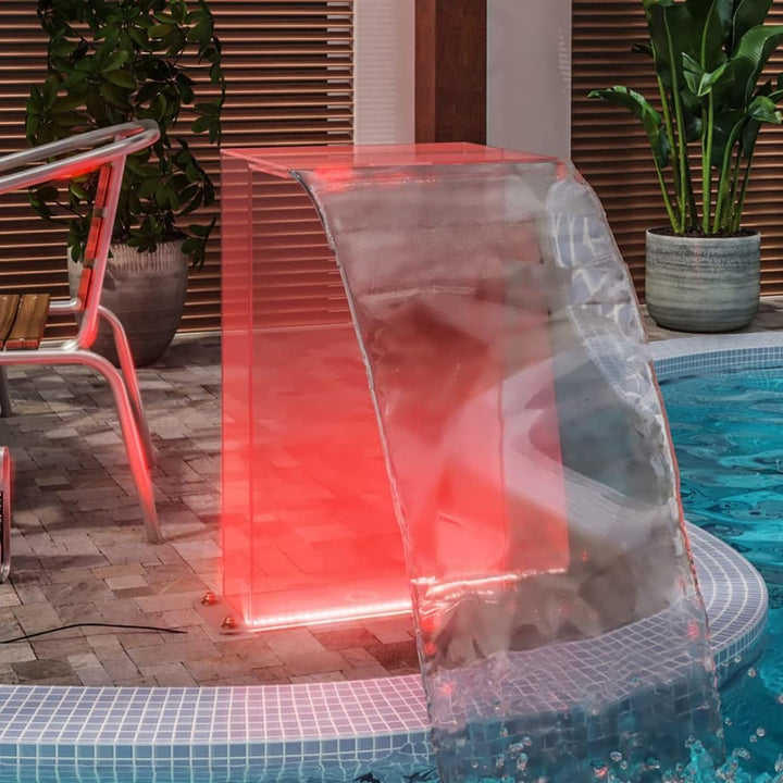 Tidyard Wasserfall Element mit RGB-LEDs, Pool Brunnen mit LEDs, Schwimmbad Wasserfall Poolfontäne Ac