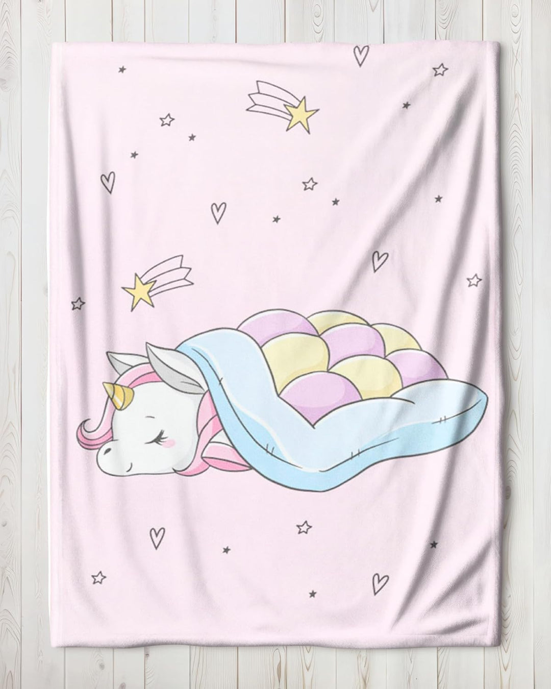 MTOnlinehandel Einhorn Decke 150x200 cm ☆ Fleece-Decke flauschig in rosa, Unicorn Kuscheldecke für K
