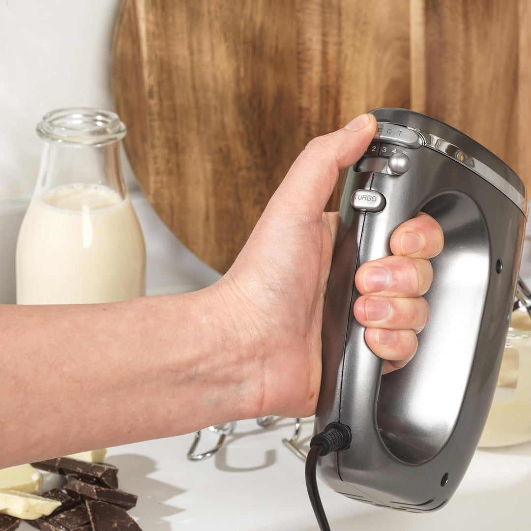 Salter EK4249COSVDEEU10 Elektrischer Handmixer/Schneebesen - mit Rührbesen und Knethaken, 5 Geschwin