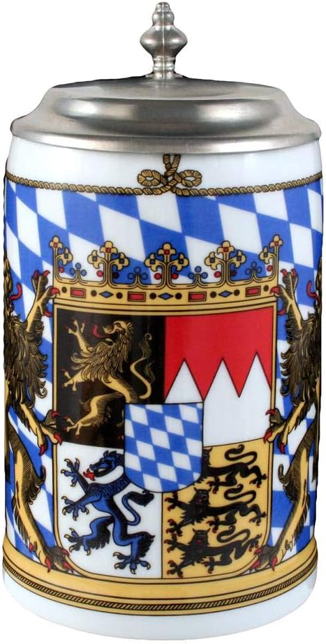 Seltmann Weiden 001.617239 Zusatzsort Bayern Bierkrug mit Deckel 0,75 L, Blau/Weiss/Beige/Rot