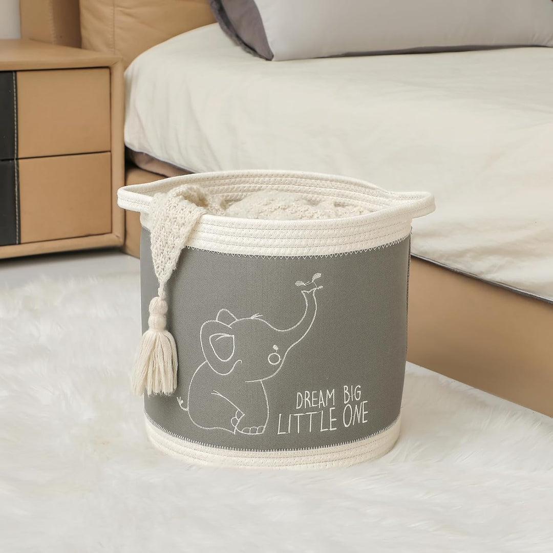 Spielzeugkorb für Baby, Wäschekorb, Deckenkörbe, süsse Elefant Kinderzimmer Körbe Spielzeug Aufbewah