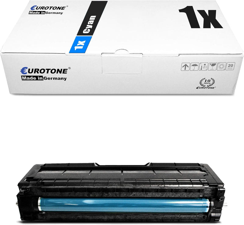 1x Eurotone Toner für Ricoh Aficio SP C 250 sf SFw e DN ersetzt 407544 Cyan Blau 1x Cyan, 1x Cyan