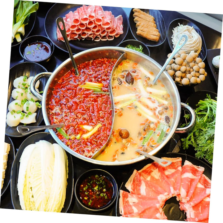 DOITOOL Mandarinententopf Aus Edelstahl Shabu Mit Trennwand Sichuan Hot Pot Trennwand Für Heisse Töp