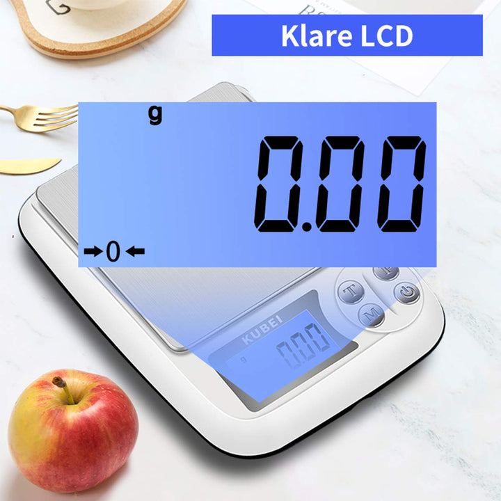Feinwaage 1kg/0.01g USB Aufladen Digitale Küchenwaage,Hochpräzise Grammwaage Digitalwaage Briefwaage
