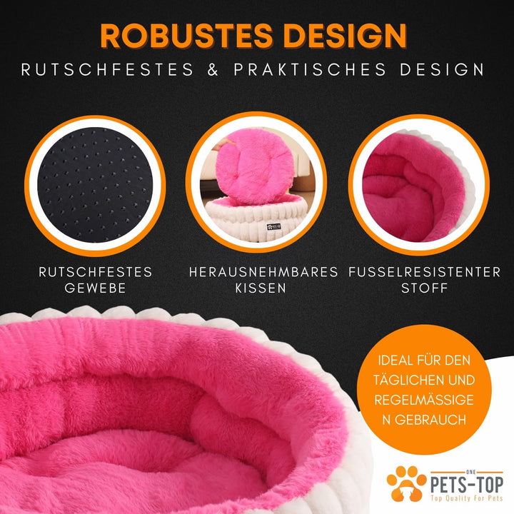 One PETS-TOP Katzenbett Flauschig – Katzenkissen Rund Weich – Cat Bed Waschbar – Schlafplatz für Kat