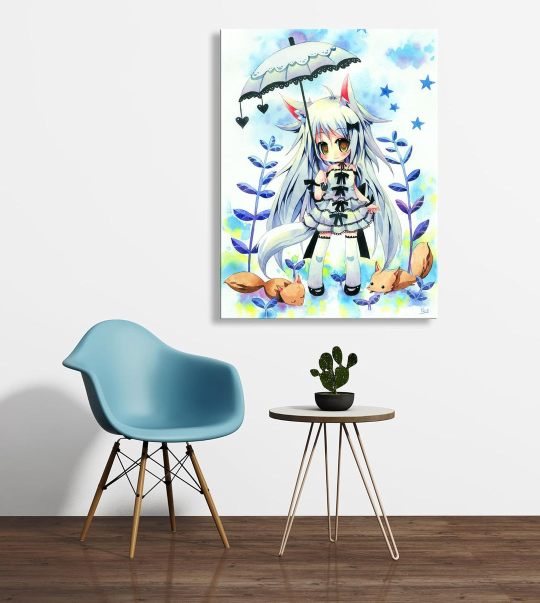 PICANOVA – Wolfgirl 75x100cm – Premium Leinwanddruck – Kunstdruck Auf 2cm Holz-Keilrahmen Für Schlaf