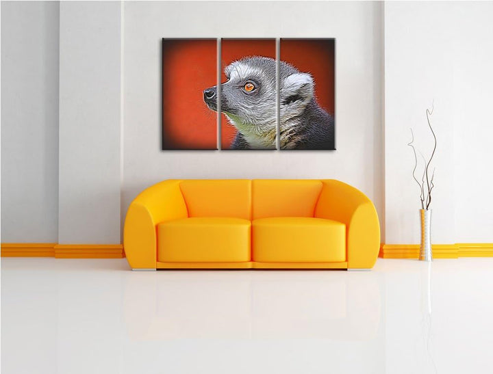 wachsamer Katta NewArt 3-Teiler Leinwandbild 120x80 Bild auf Leinwand, XXL riesige Bilder fertig ger