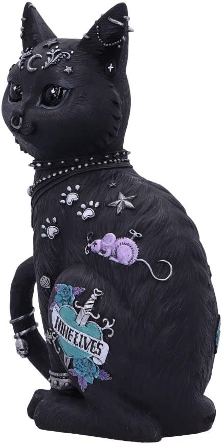 Nemesis Now Nine Lives Katzenfigur, Schwarz, 22 cm, B5886V2 22 cm Schwarz, 22 cm Schwarz