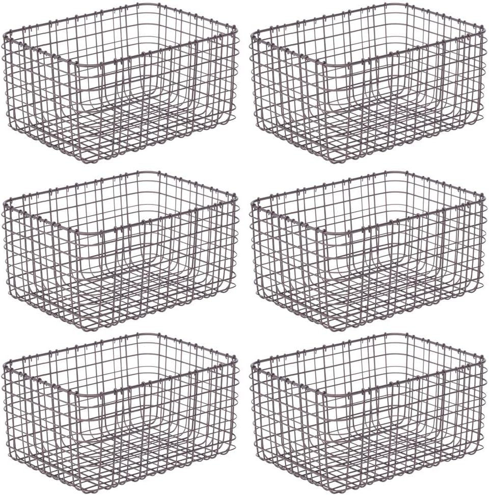 mDesign 6er-Set Allzweckkorb aus Metall – Aufbewahrungskorb für Küche, Vorratskammer etc. – kompakte